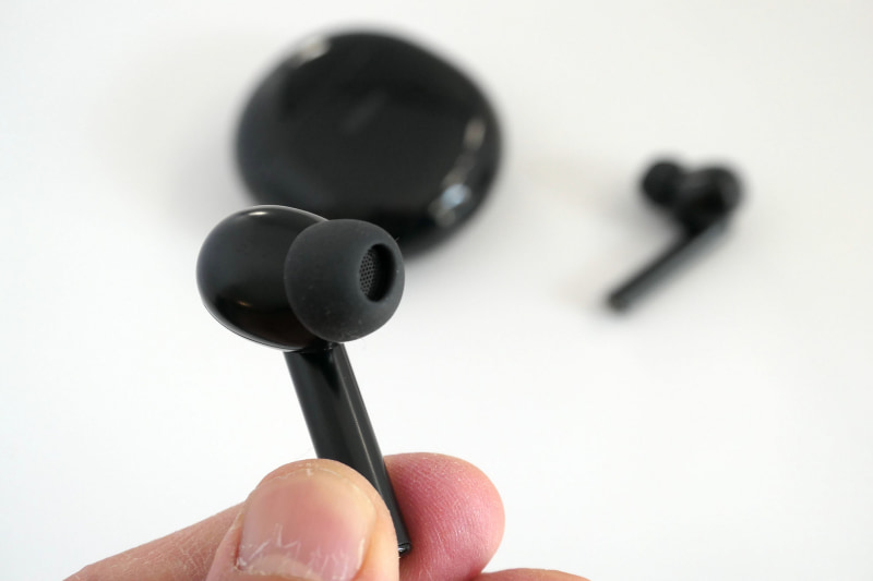 あらかじめ取り付けられるもののほかに、交換用の3サイズのイヤーチップが同梱されている