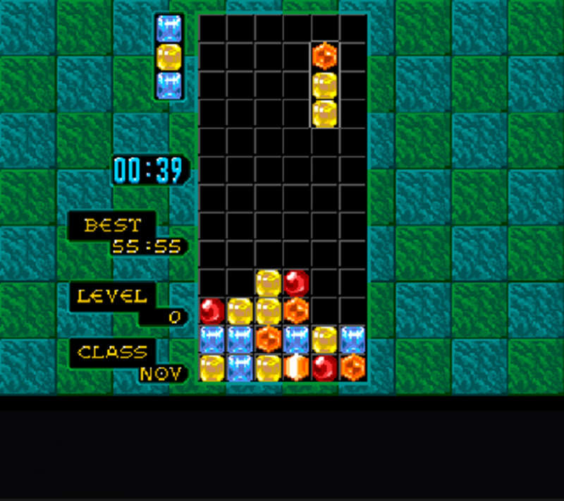 宝石の美しいグラフィックと心洗われるサウンドに誰もが魅了された落ちものパズルゲーム。宝石をタテ・ヨコ・ナナメに並べて消していこう。シンプルなルールが楽しい「アーケードモード」に加え、BGMを3曲から選べる「オリジナル」や詰めパズルゲーム「フラッシュコラムス」モードを搭載している（KDDI資料より）