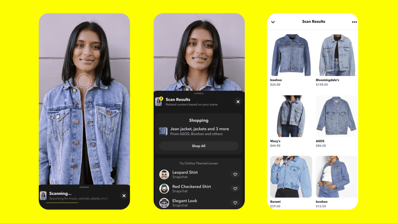 洋服にカメラをかざすと、似合うアイテムを自動提案する機能