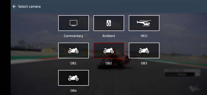 MotoGP公式のライブ中継では、最大7つのマルチアングル配信を行なっている