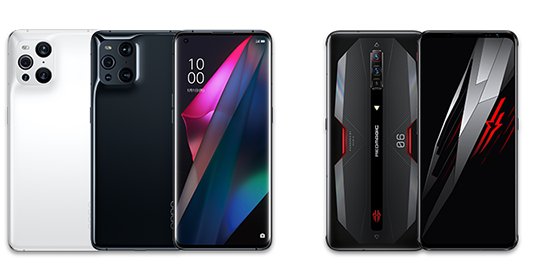 「Find X3 Pro」（左）と「RedMagic 6」（右）