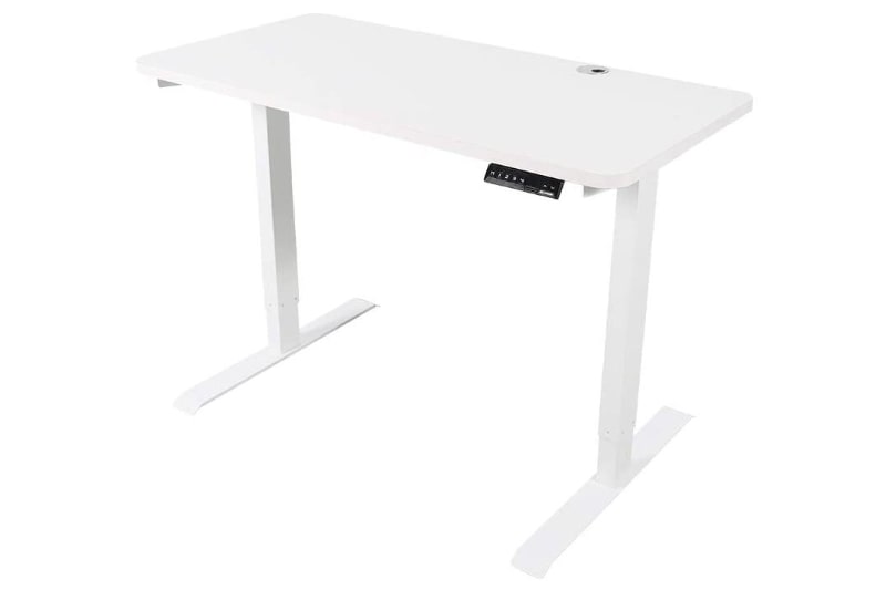 こちらは「天板あり」のRELAXWORK「電動式昇降デスク RS5-W ホワイト」。天板はホワイトのほか、メープル色も選べる