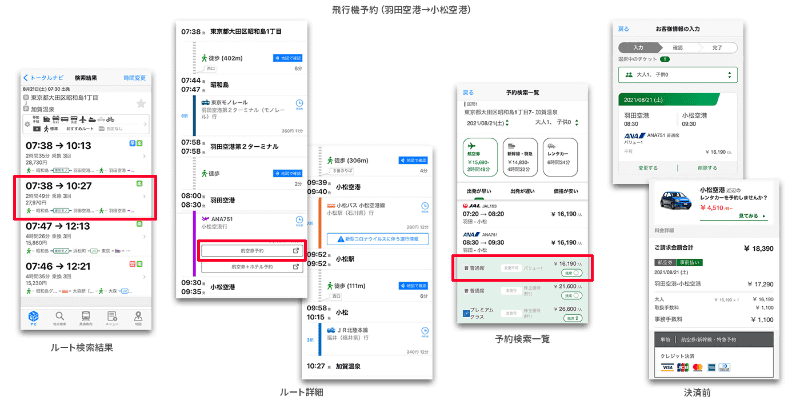 飛行機予約の例