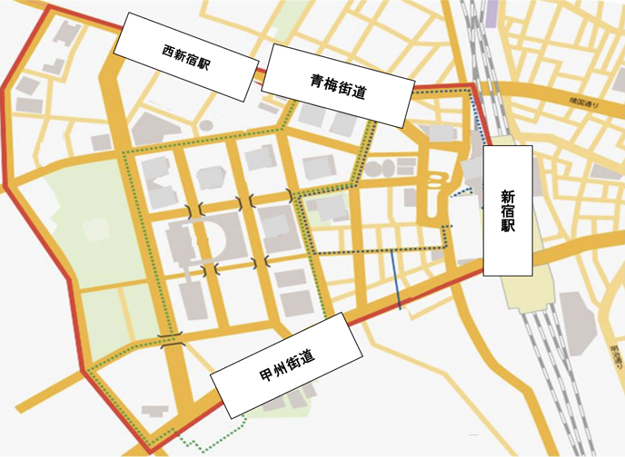 西新宿エリア（画像赤枠内）