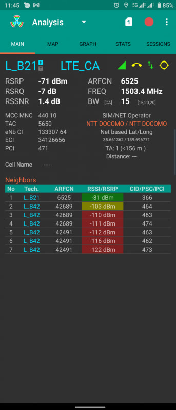 つかんでいるバンドや電界強度などを表示できるNetMonitor Pro