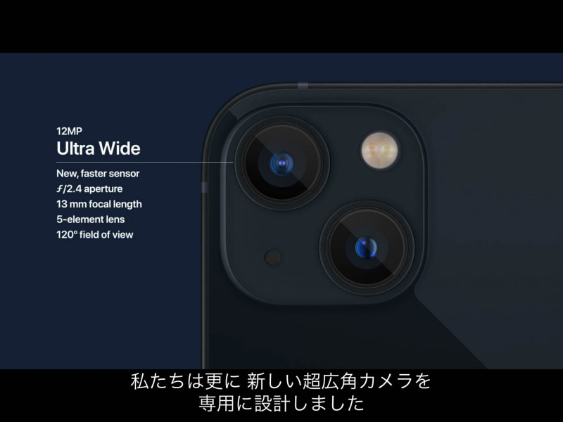 左上が超広角カメラ。スペック値は同じだが、センサーも新しくなってる模様