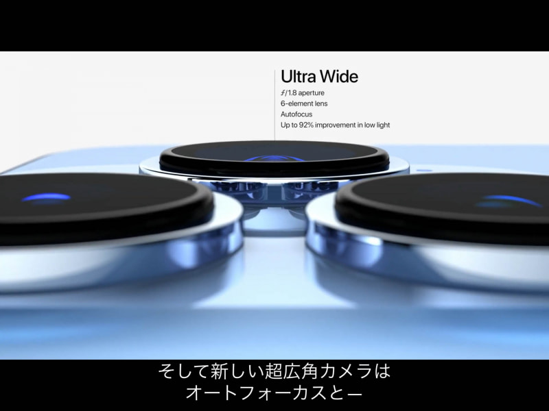 iPhone 13 Pro／13 Pro Maxの超広角カメラ。F値が一気に明るくなった