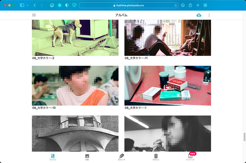 節目写真館にスキャンサービスを依頼すると、スキャン完了後にFushimeフォトというサービスが使えるようになる（無料）。スキャンした写真はDVDで納品されるほか、このFushimeフォトでも閲覧できる（ただしDVD上のデータと同じ品質・内容ではない）。FushimeフォトはPCやスマートフォンなどのWebブラウザから利用可能。フォルダ分けオプションを使った場合、そのフォルダがFushimeフォトでも適用される。