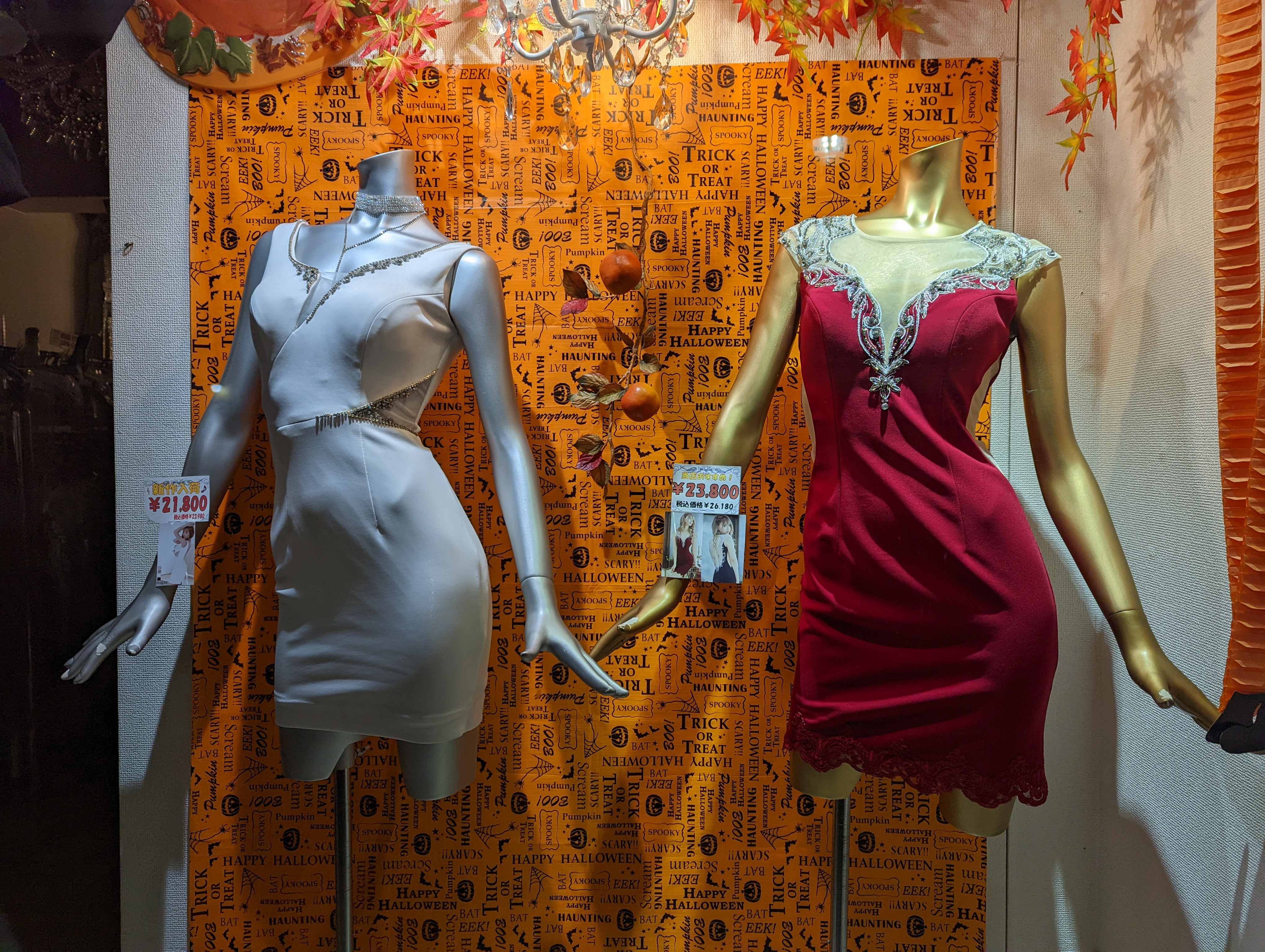 北関東で夜の街を徘徊した。ショーウィンドーのドレスを撮ったが、生地の質感が見た目同様に撮れた。ホワイトバランスも的確である