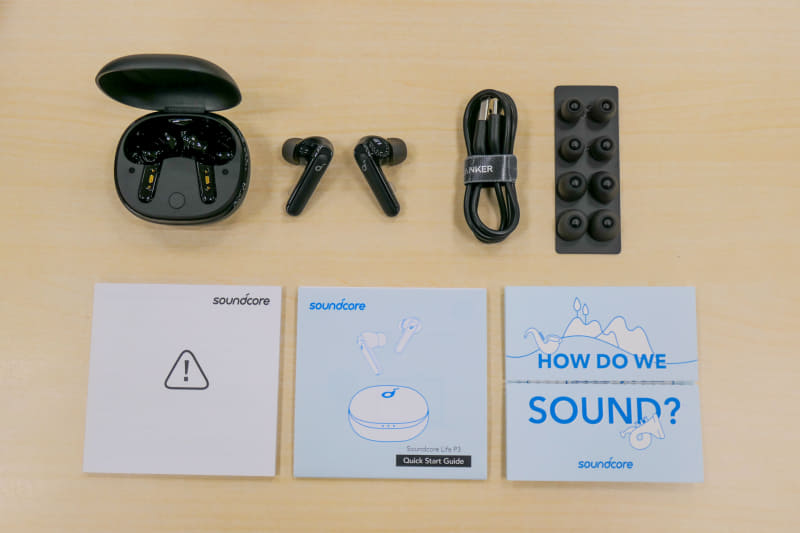 同梱物。イヤーチップなども付属します