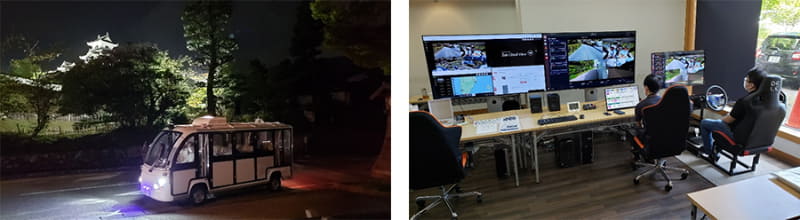 （左）夜間運行のイメージ（右）コントロールセンターでの監視・操縦のイメージ