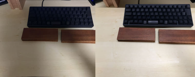 手元の比較。自分で明かりを遮っていたので暗かったのが明るくなった