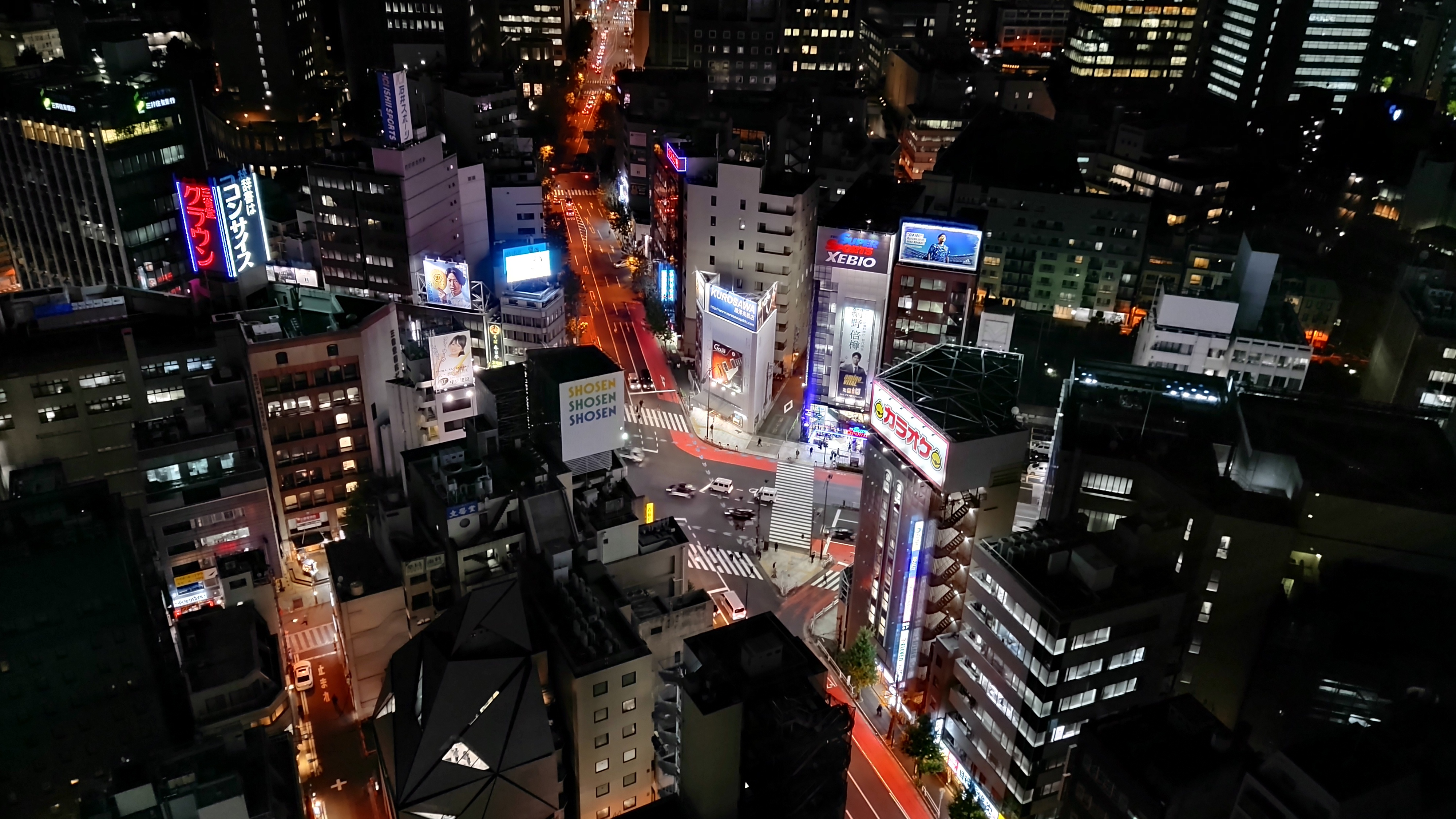 夜景モード、1倍で撮影