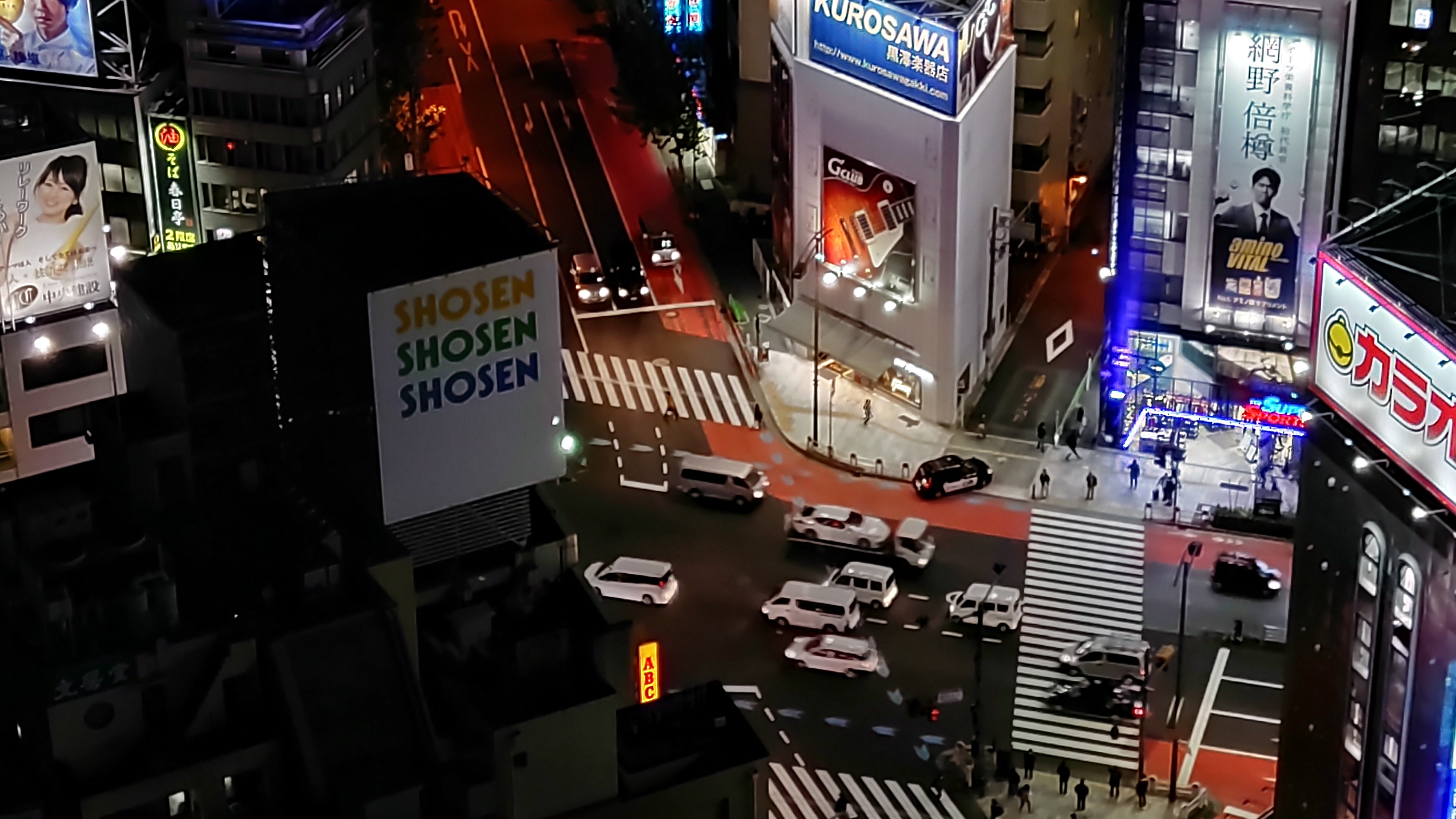 夜景モード、3倍で撮影