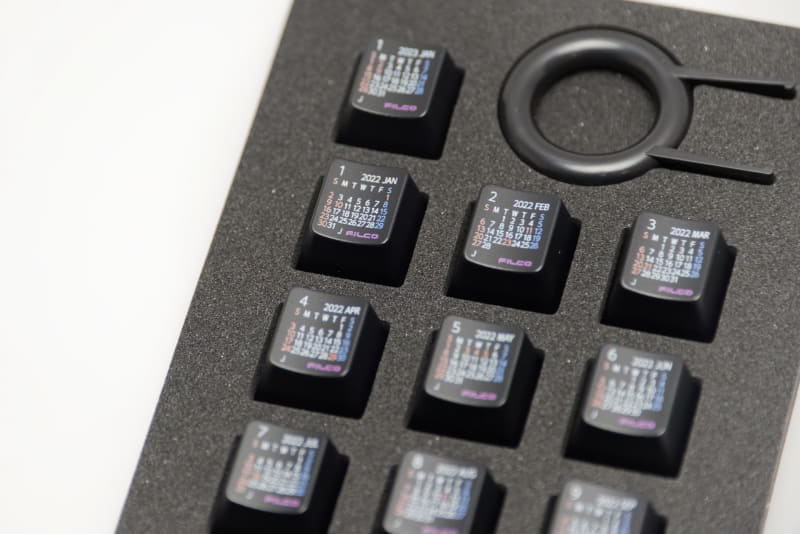 キートップに1カ月分のカレンダーが書かれている