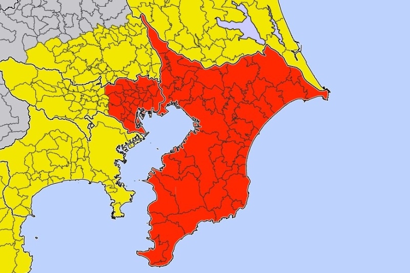 6日16時38分現在の警報注意報発令状況（気象庁サイトより）