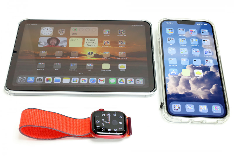 出張時に持ち出すスマートデバイスは、iPad mini 6とiPhone 13 Pro Max。Apple Watchも身につけている