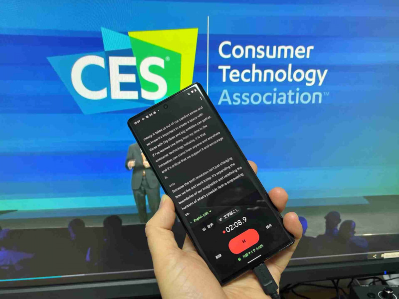 先の構成で「CES 2022」のプレスイベントや基調講演などを録音。英語での文字起こしは日本語より精度が高いので、翻訳アプリを介せば結構正確に内容を知ることができる