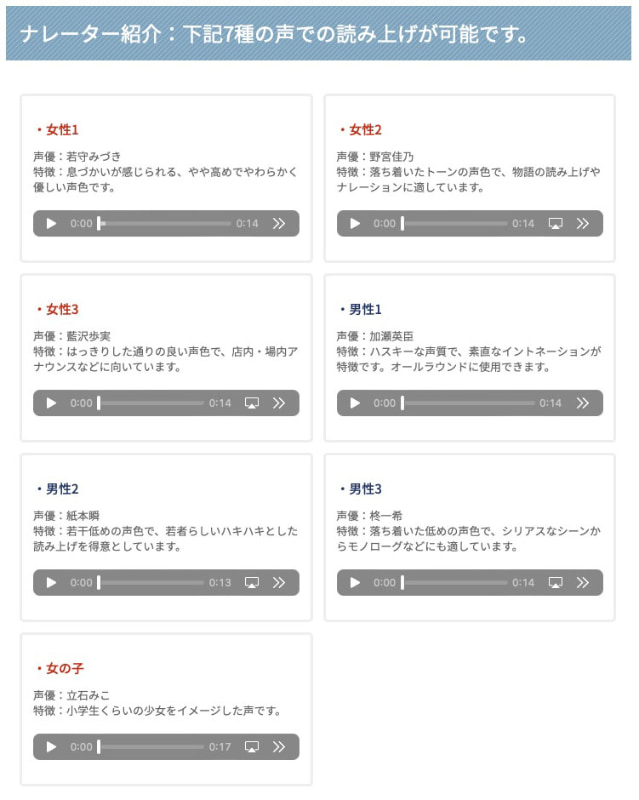 大元となる声は声優が提供している。