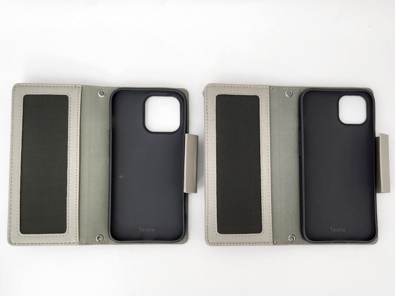 左がiPhone 13 Pro用で、右がiPhone 13用。カメラ部分以外で、機能面の違いはありません