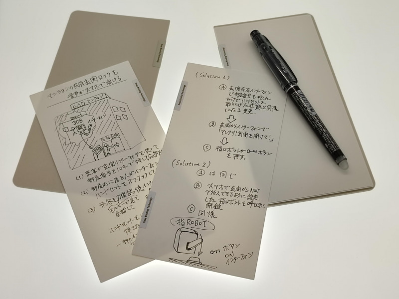 筆記ページも表紙も1枚ずつバラバラになり自由な配置が簡単だ