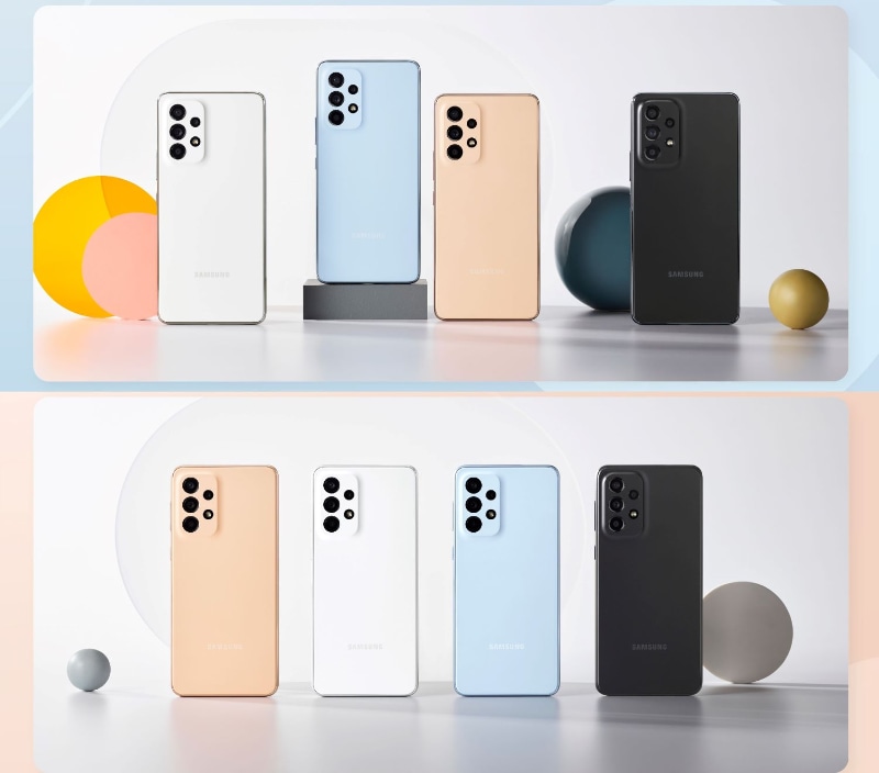 「Galaxy A53 5G」（上）と「Galaxy A33 5G」（下）