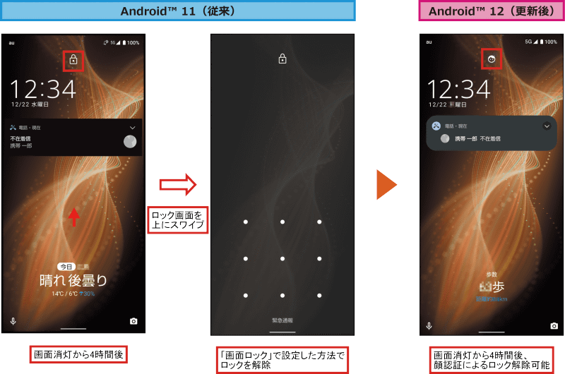 顔認証によるロック解除機能の変更