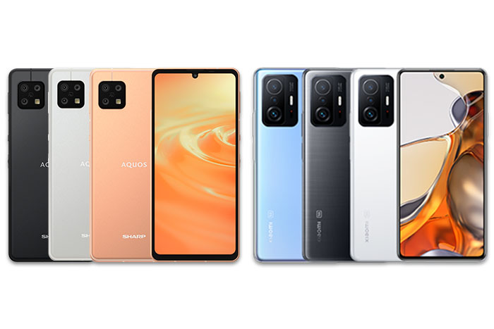 左から「AQUOS sense6」、「Xiaomi 11T Pro」