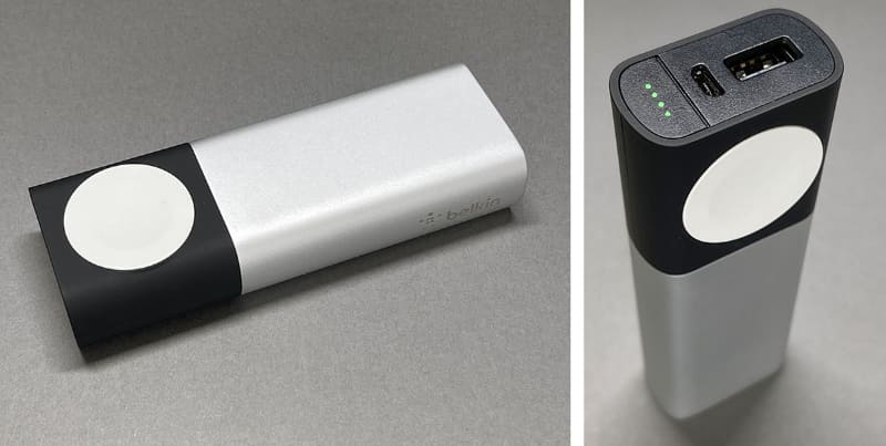 ベルキン「Apple Watch+iPhone用 Valet Charger Power Pack 6700mAh」はApple Watch充電パッドを内蔵したモバイルバッテリー。USBケーブルを接続してスマートフォンなどを充電することもできる