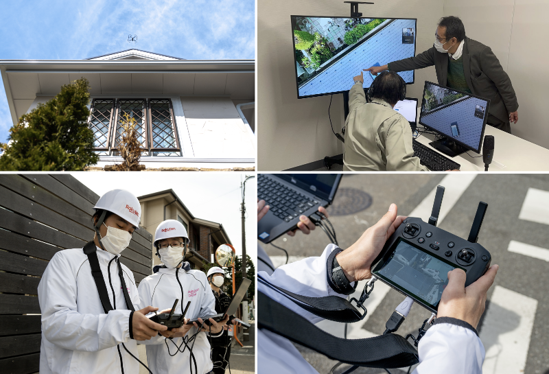 ドローン撮影および鑑定の様子