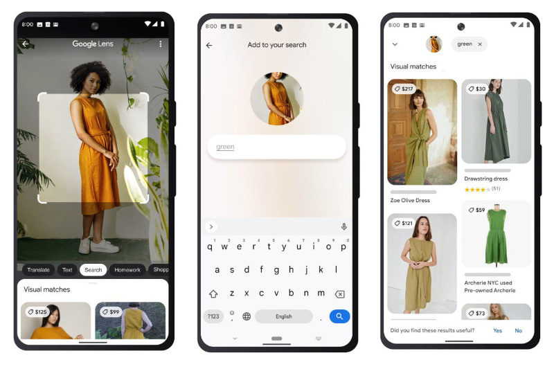 同じドレスのグリーンを探すイメージ