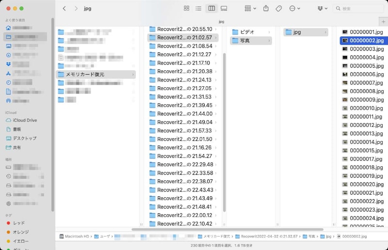 復元したファイルを保管するフォルダなどを指定したら、あとはメディア（メモリーカードなど）を選んで「スキャンする」をクリックする程度。意外にたくさんの写真やビデオが復元された。