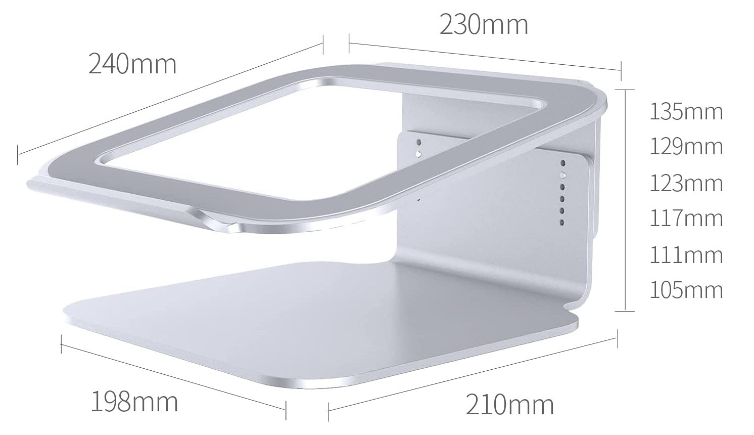 サイズも良さそう。Mac Studioのフットプリントは197×197mmくらいなので、なんかちょうどよく収まって、四角い穴にMac Studioの底面の円状部分がスコッと収まりそう。※画像はAmazon販売ページより抜粋