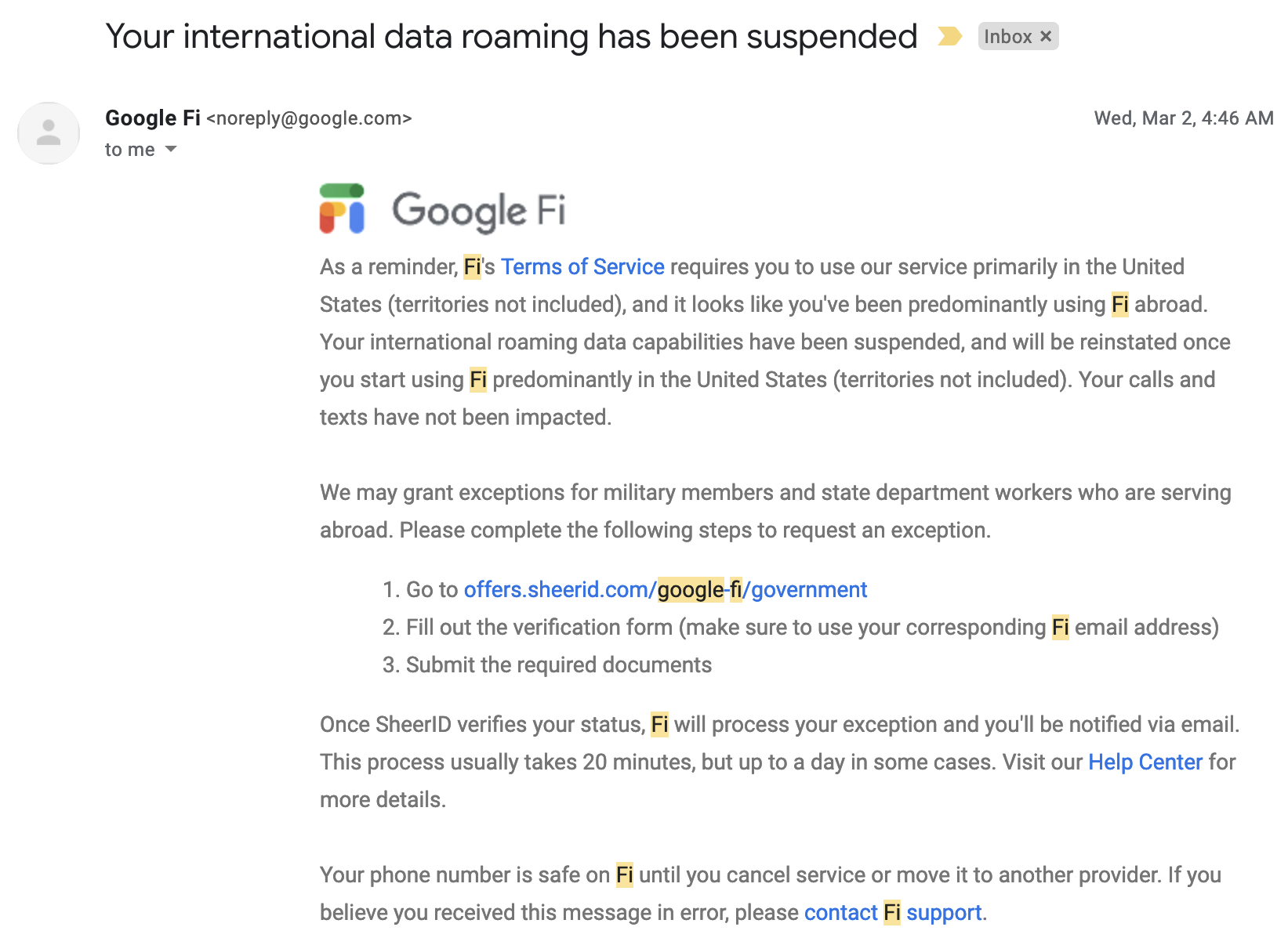 不幸の手紙の第2弾。長らくGoogle Fiをごひいきいただきありがとうございました。またのご利用をお待ちしております