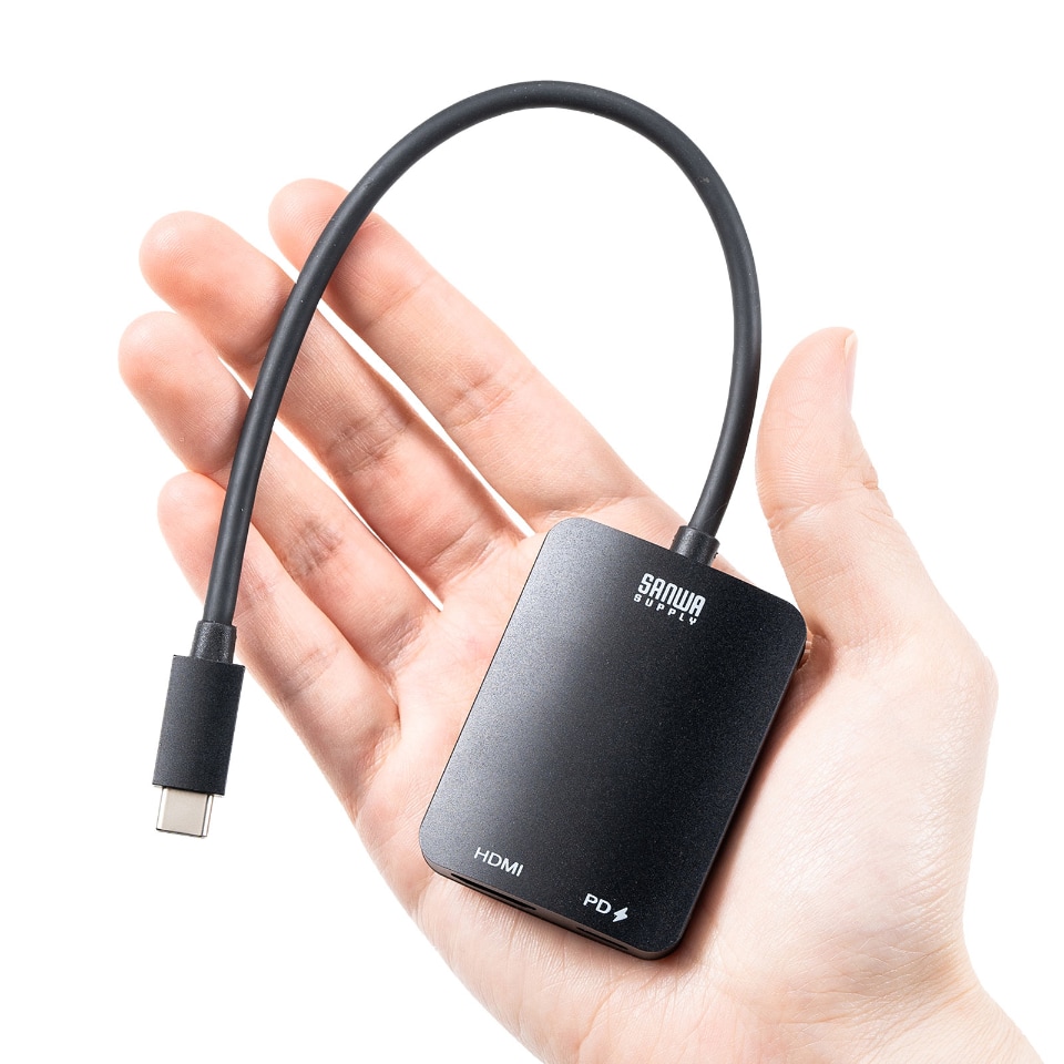 サンワサプライ、最大100W給電に対応のUSB Type-C-HDMI変換アダプター