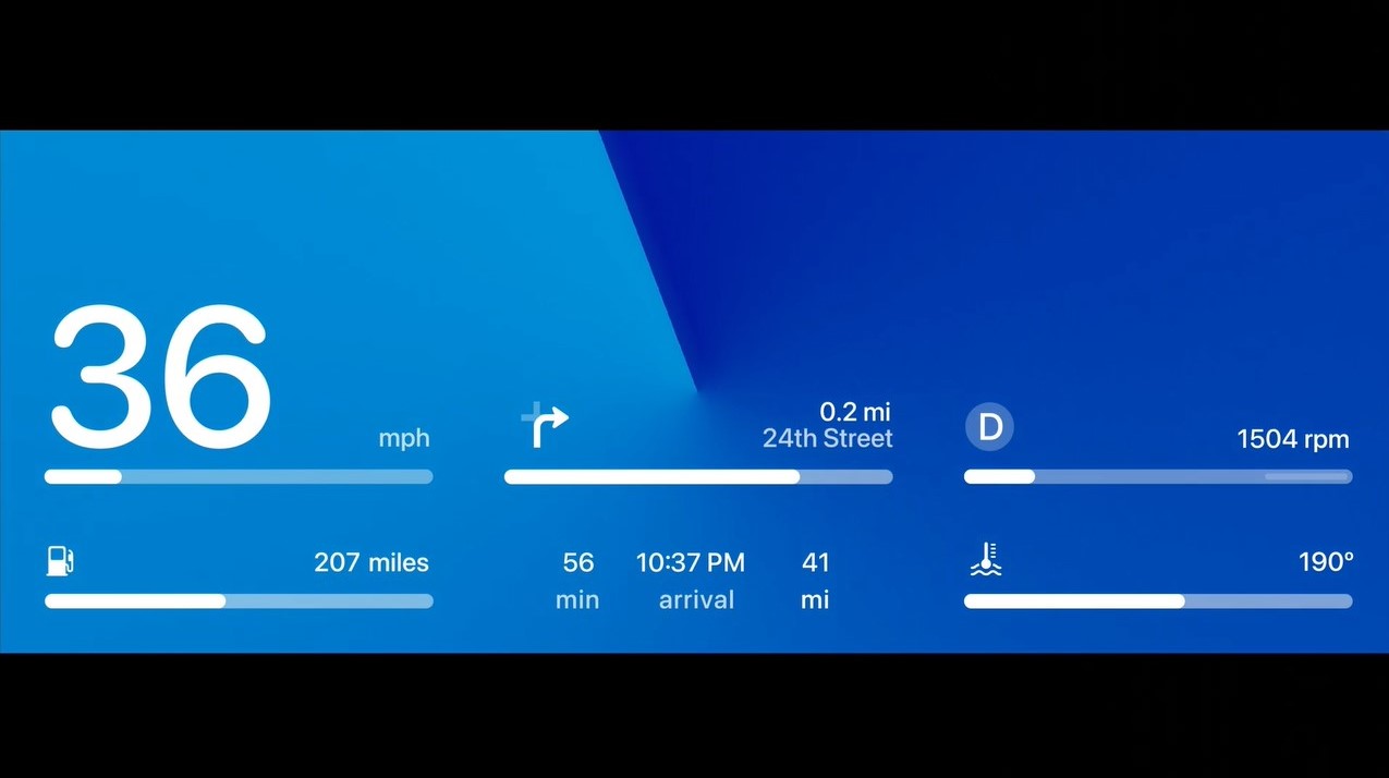 各種情報も正確そう。次世代CarPlayではiPhoneとクルマの融合度というかつながりの深さが大きく増すのかもしれない。こうなってくると、「iPhoneとカーナビがつながっただけ」っつーのとはワケが違う