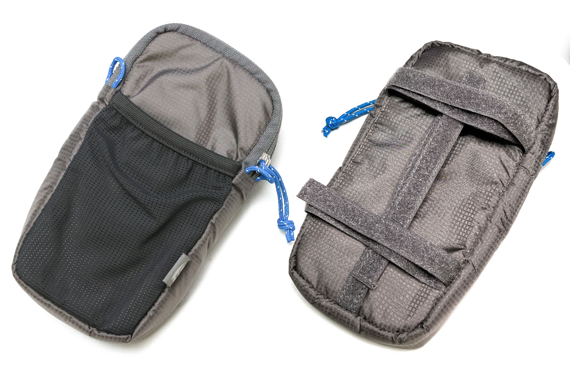 Gossamergear（ゴッサマーギア）の「Shoulder Strap Pocket L Grey」。面ファスナーでバックパックに装着できる。4000円弱で売られている。