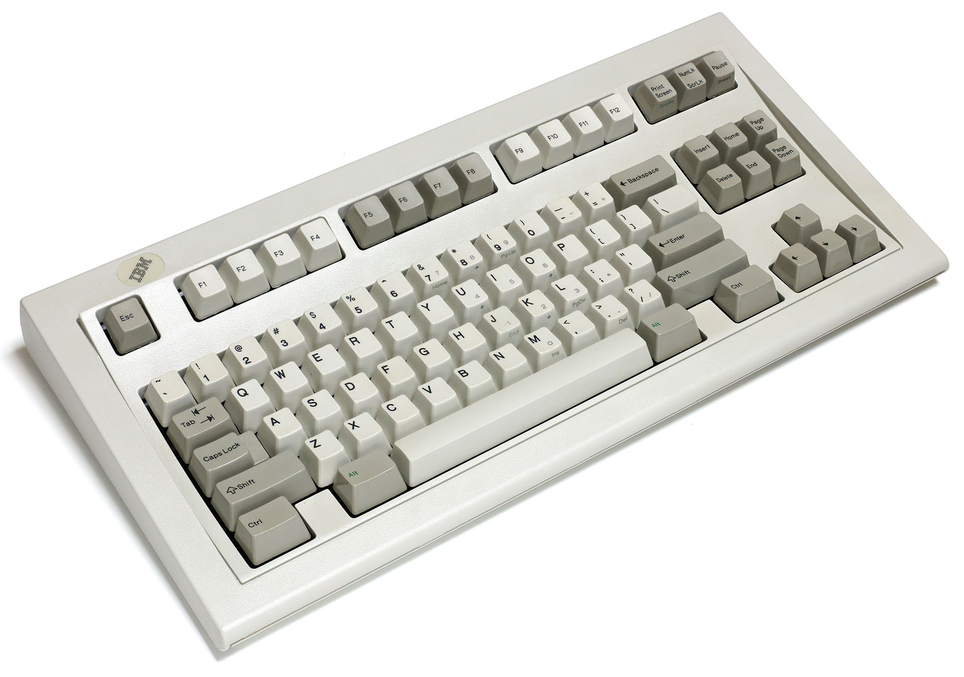 IBM SpaceSaverとして売られていたので買って使ったら超良かったキーボード。ガチョガチョと非常にやかましい打鍵音がするキーボードで、現在人前で使ったら十中八九「うるせえ！」とか言われそうだが、キーのド真ん中を打鍵できて思い通りの文字を入力できる痛快かつ官能的なキーボードなので現在も3枚くらい保有している（死蔵ともいう）。非常に重く頑丈で、それは凶器になるレベルだ