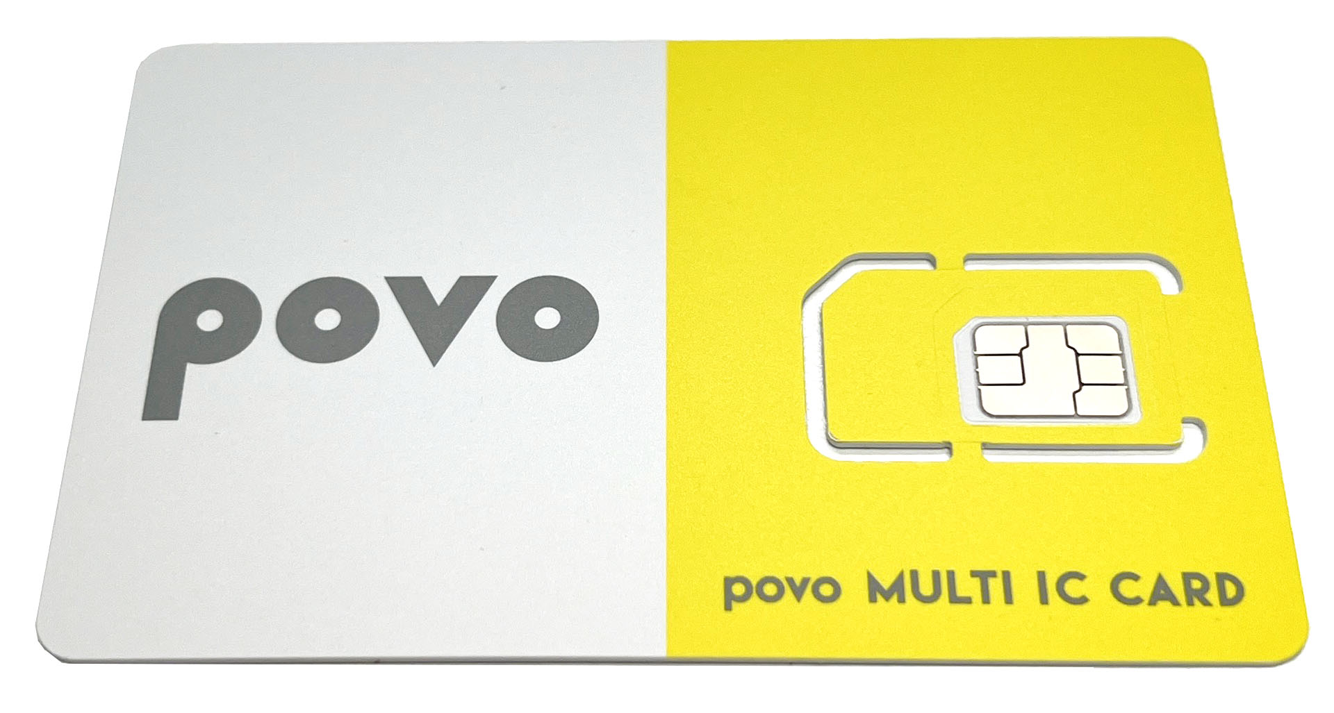 povo2.0のSIMカード。マルチSIMだがさておき、レモン色でかわいい！