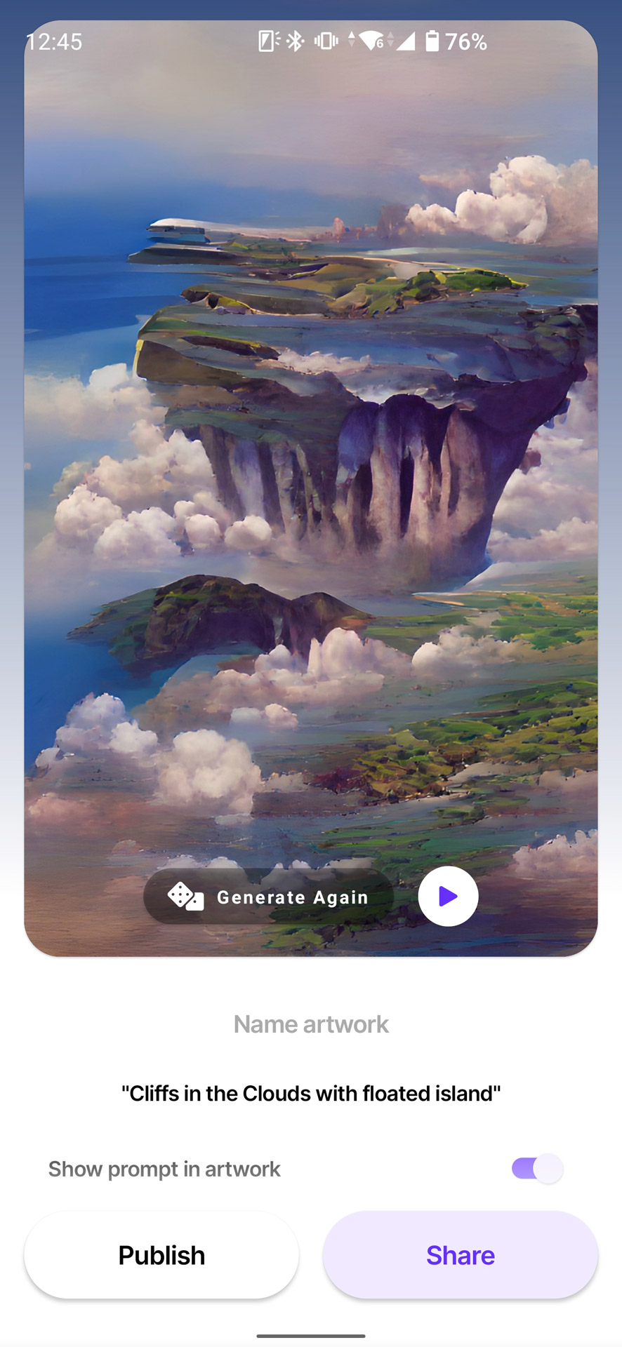 まあまあそれっぽい感じ？ 気に入らないなら「Generate Again」で別パターンの画像を生成できる