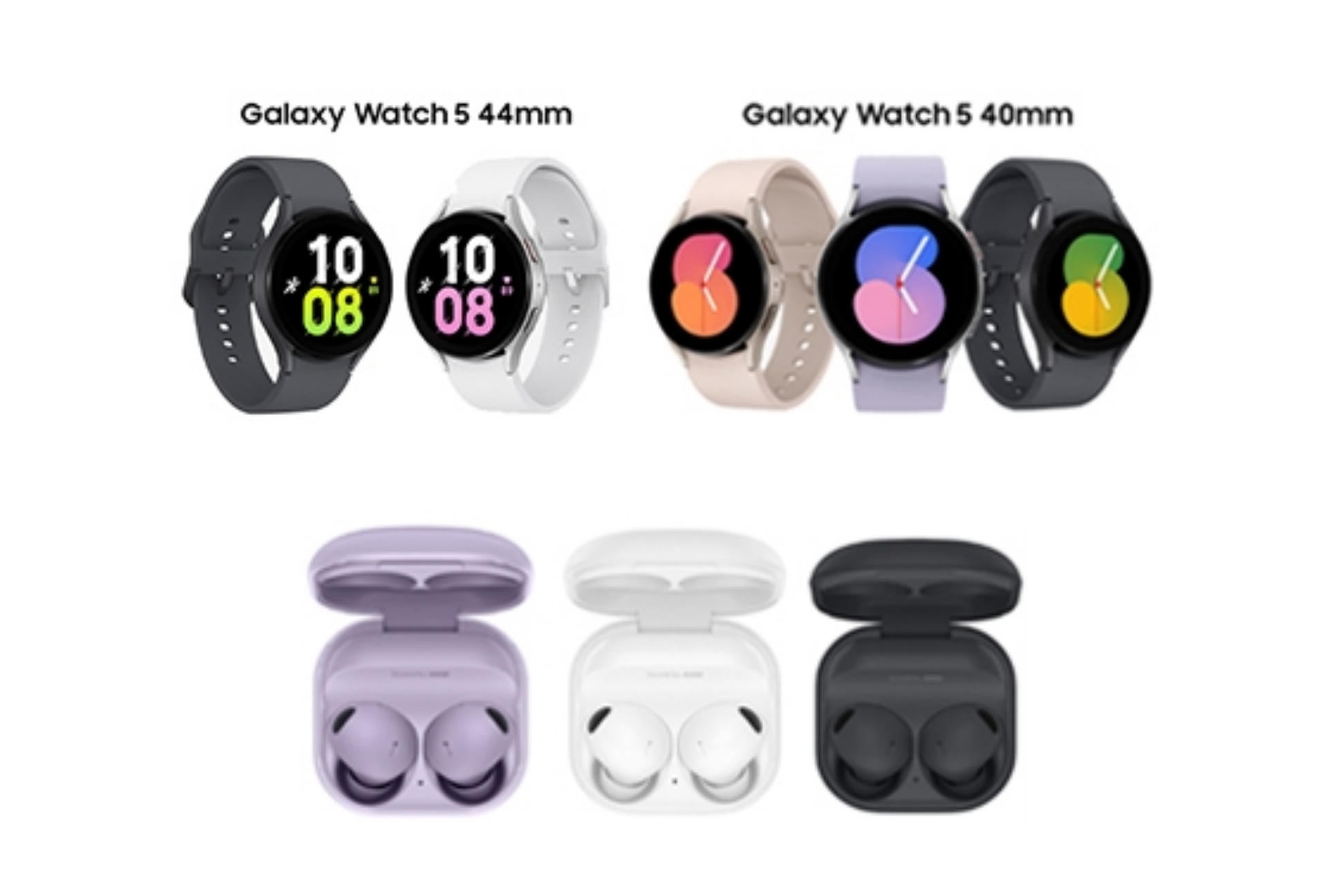上：「Galaxy Watch5」、下：「Galaxy Buds2 Pro」
