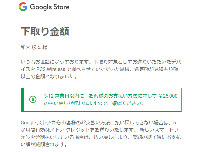 無事に下取りが完了、当初の見積もり通りの金額でハッピーに