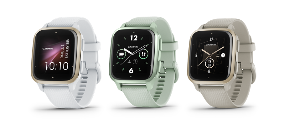 Venu Sq 2<br>左からShadow Gray/Slate、White/Cream Gold、Cool Mint/Metallic Mint