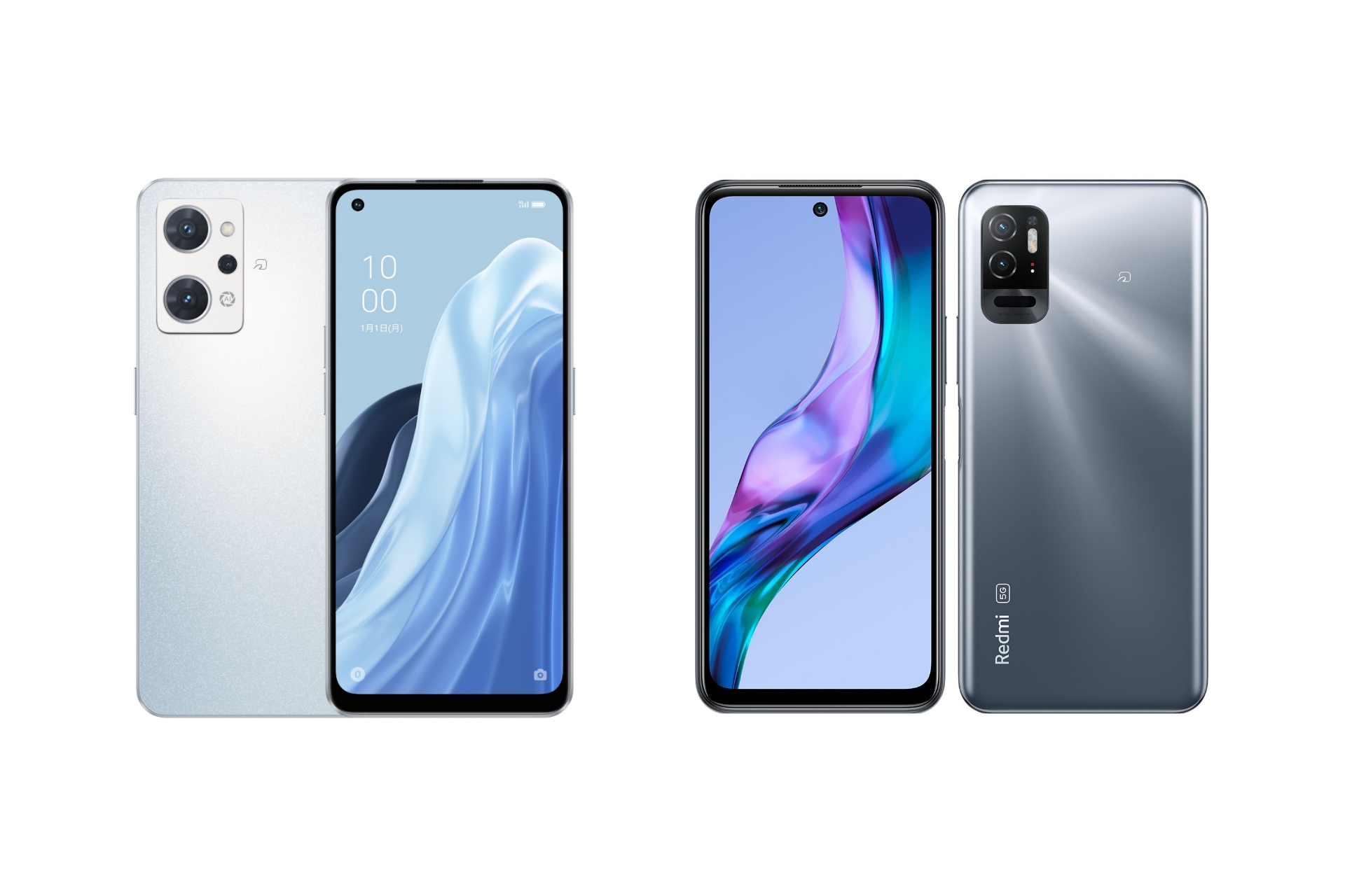 左：「Reno7 A」、右：「Redmi Note 10T」