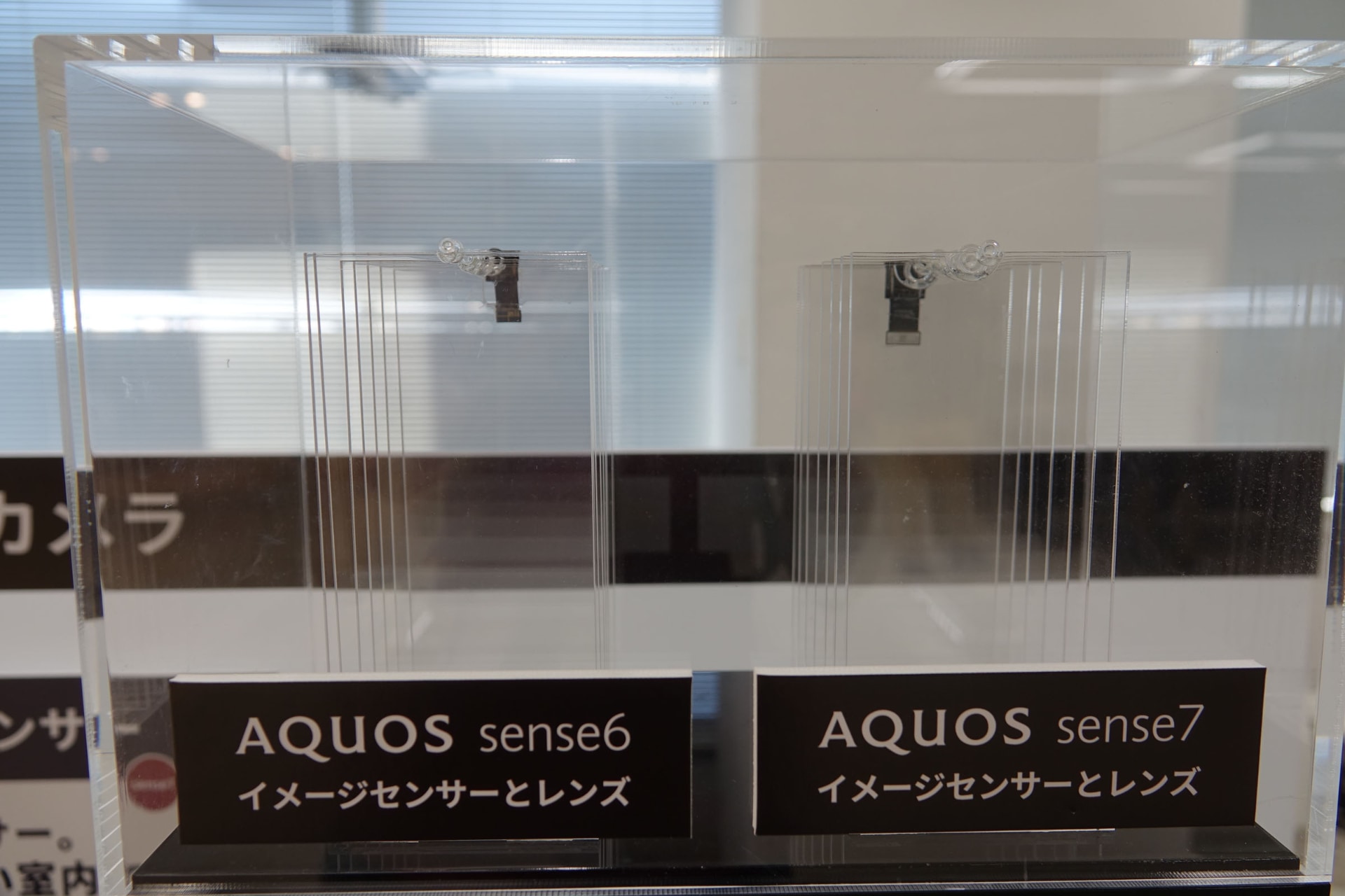 左がAQUOS sense6、右がsense7のイメージセンサーとレンズ