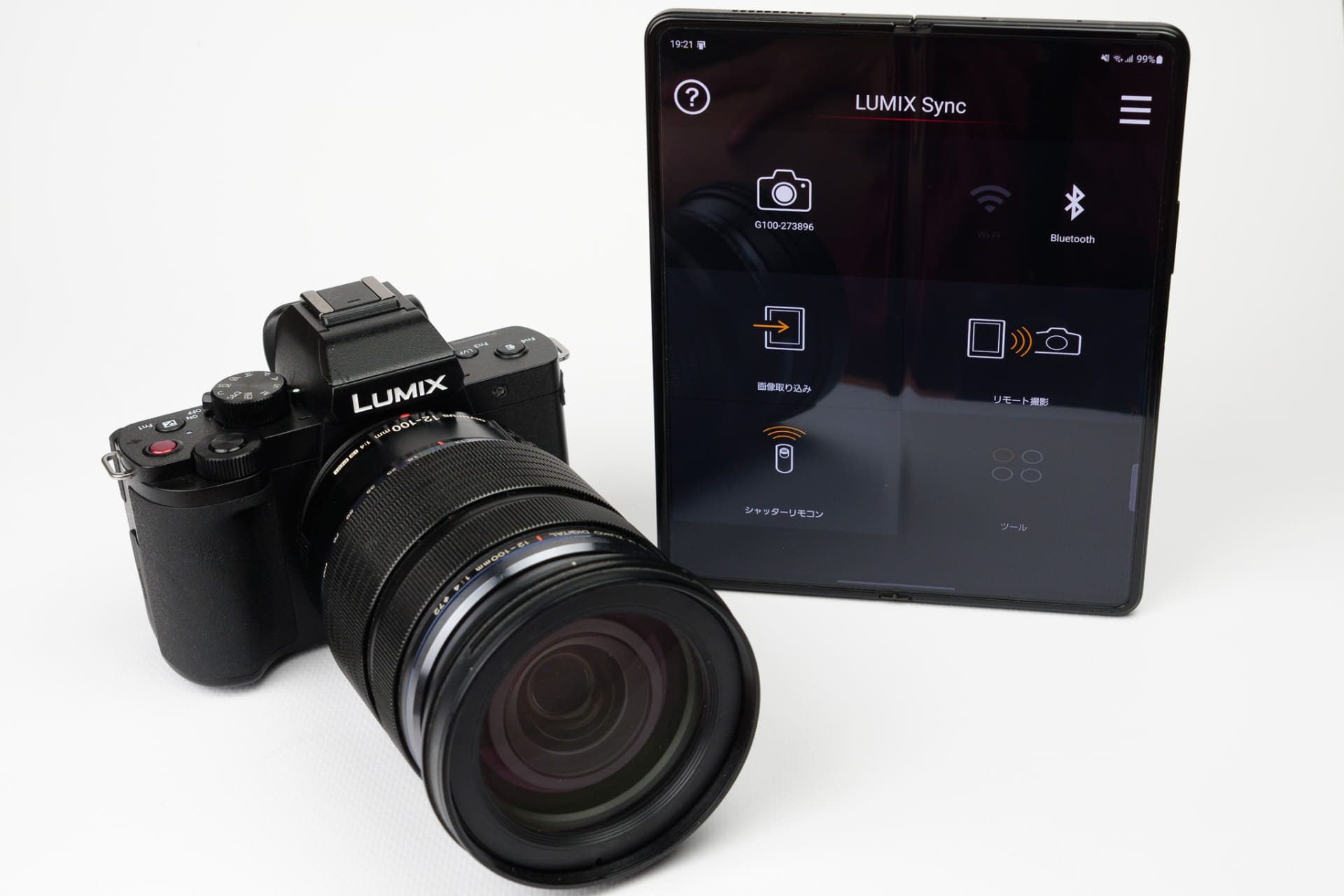 SIMGA fpに移行していたので久しぶりのマイクロフォーサーズ機「DMC-G100」。手持ちの「Galaxy Z Fold3」と組み合わせて使用しています