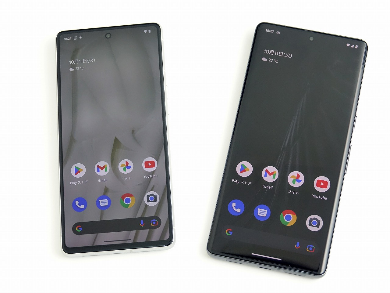 13日に発売される「Pixel 7」（左）と「Pixel 7 Pro」（右）