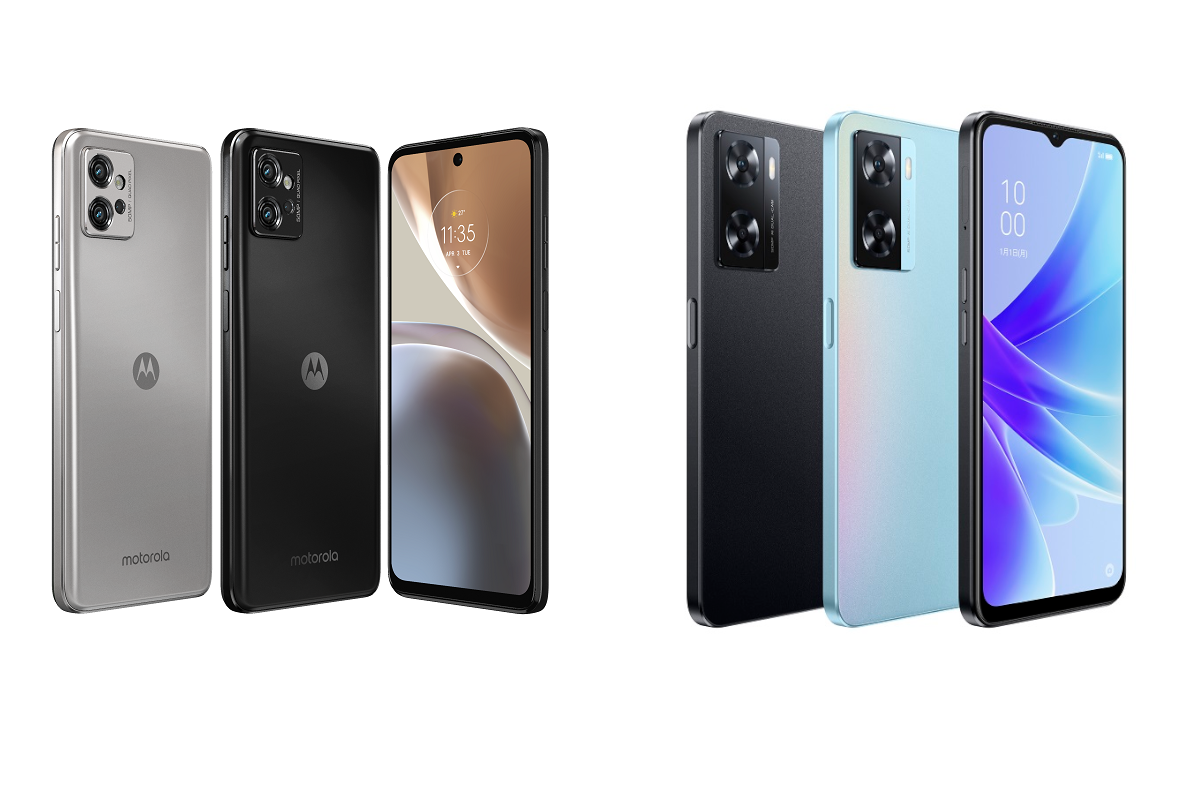 左＝moto g32。右＝OPPO A77