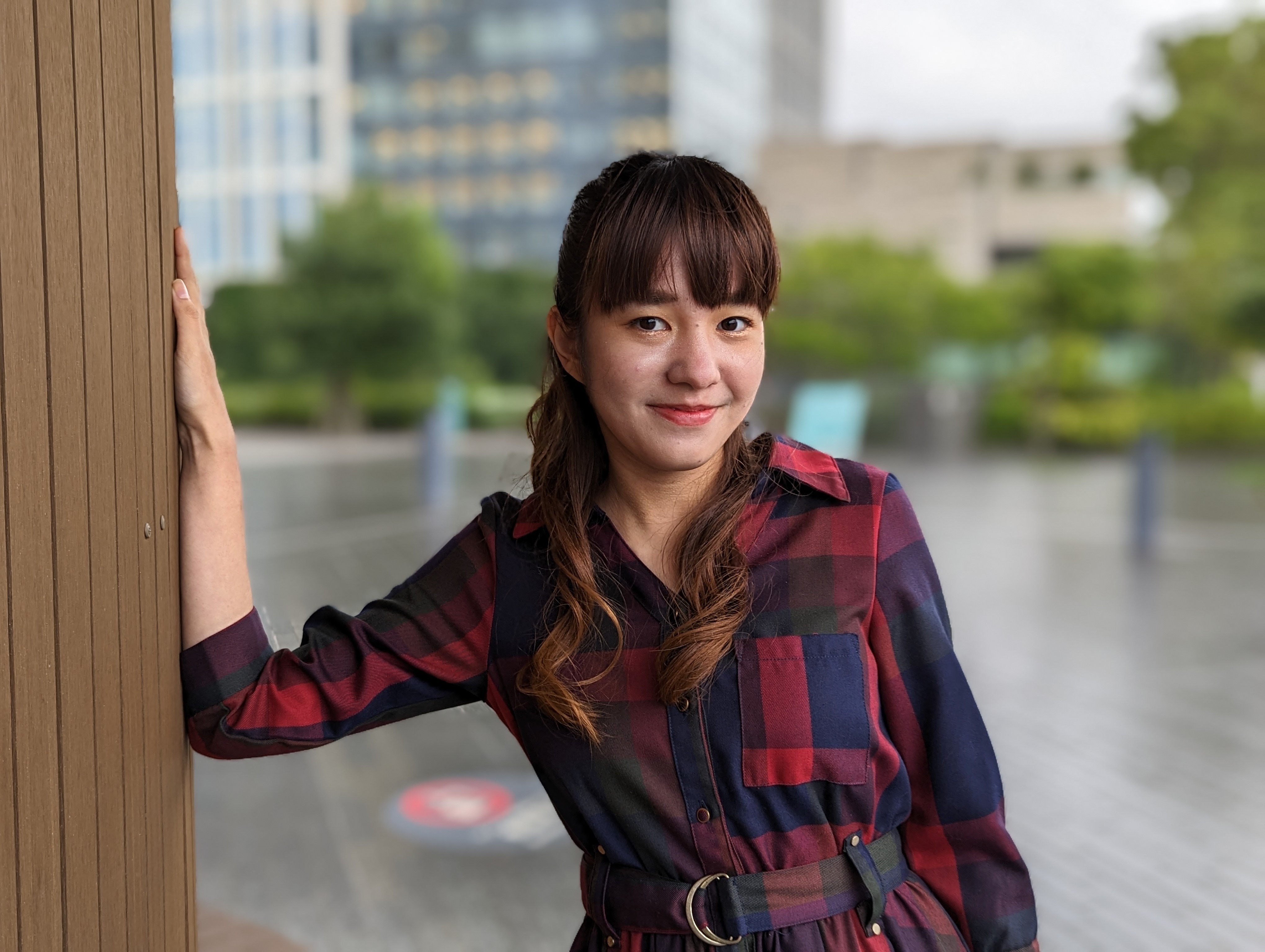 「Pixel 7」の［ポートレート］で撮影