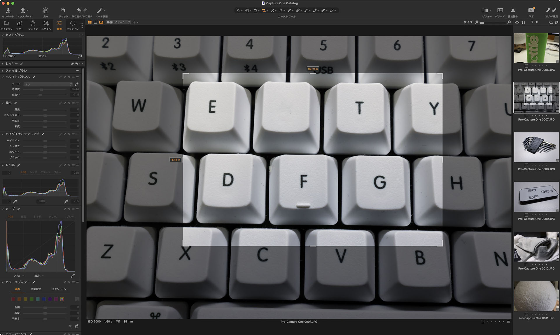 トリミングや「コンテンツに応じた消去」的な機能もあるようだ。キーの「R」をキレイに消せた。トリミングも自在。